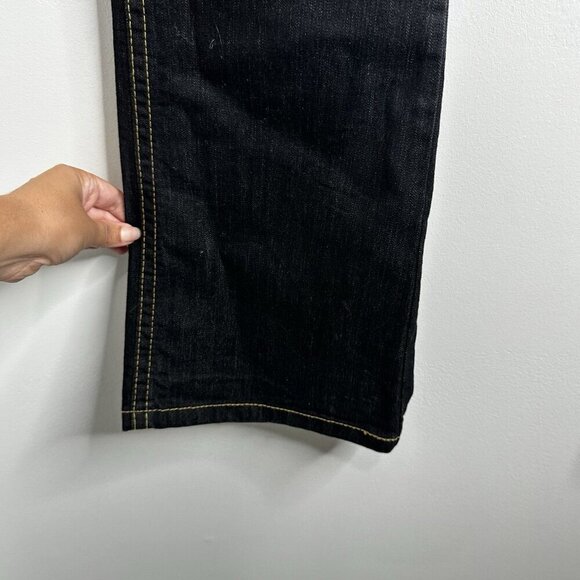 TUFI DUEK Jeans Denim Flare Leg Belted Pants Womens 42 Dark Wash Brazil Y2K 90s - Picture 8 of 13